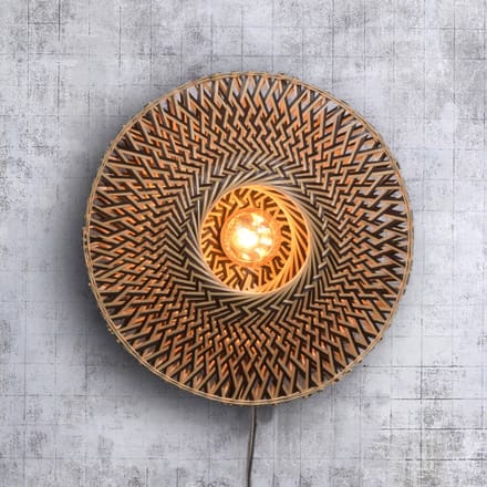 GOOD&MOJO Wandlamp Bali - Bamboe/Zwart - Ø44cm - Binnen Scandinavisch,Bohemian