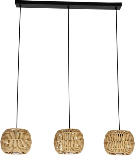 EGLO Sheldon Hanglamp - E27 - 91 cm - Zwart/Natuurlijk/Bruin - Papier