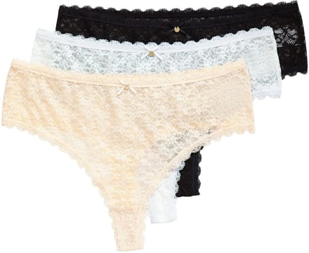 TruYou - Dames - TruYou strings set van 3 transparant kant - Zwart - Maat 54+
