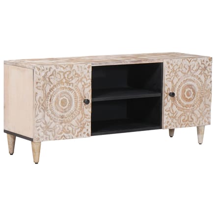 vidaXL - TV - Kast - Wit - 105 - x - 33,5 - x - 46 - cm - Massief - Mango - Hout