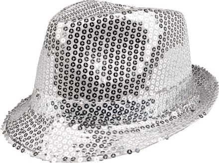 Boland - Hoed Popstar sequins zilver Zilver - 59 - Volwassenen - Unisex - 80's & 90's - Disco