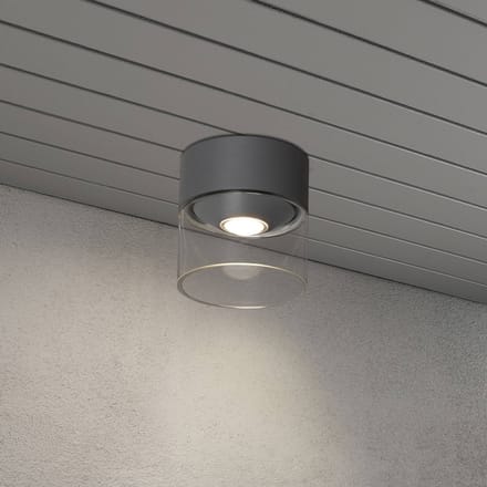 Konstsmide LED buiten plafondlamp Varese grijs, glascilinder