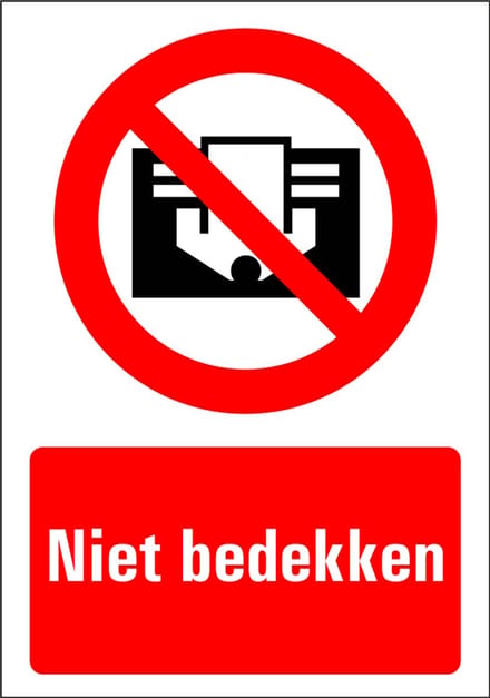 Niet bedekken bord - kunststof 210 x 297 mm