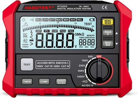 Isolatieweerstand Tester - Megohmmeter Digitaal - Elektrische Inspectie - Variabele Testspanning - Tot 200 GΩ