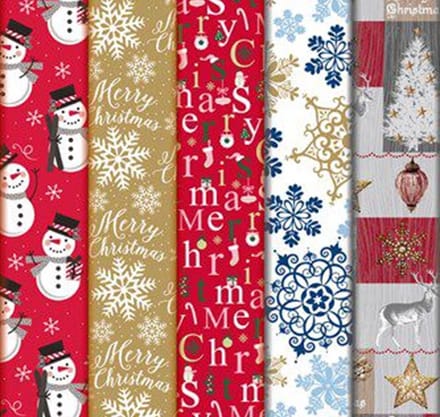 Inpakpapier Kerst 5 rollen papier voor Kerstmis - 2 meter x 70 cm.