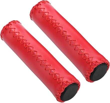 Fietsstuurgrepen - Handgrepen fiets - Comfortabel fietsen - Handgestikte afwerking - 128 cm - Rood