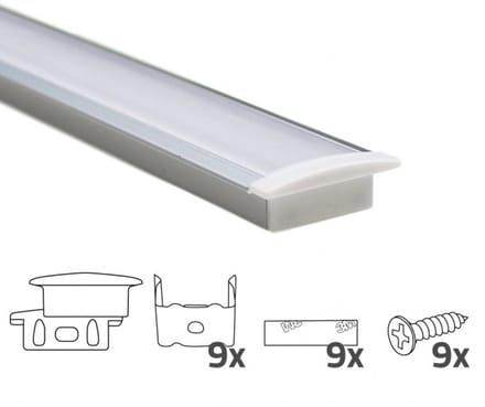 Led strip profiel inbouw 4M - 8 mm hoog - Led profiel - Wit