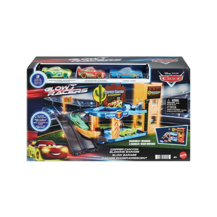Disney cars garage glow racers met 3 auto's