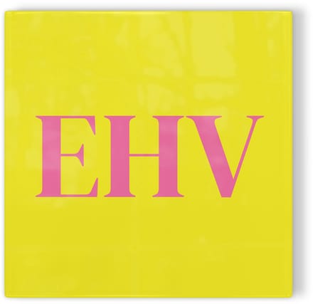 Tegeltje Eindhoven EHV - geel roze - tegeltje stad - tegeltje met tekst