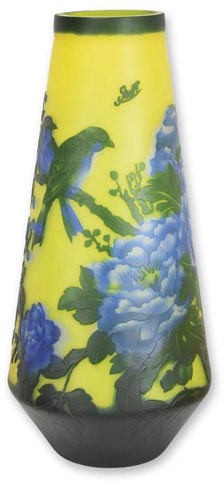 Vaas - Cameo glas - Kersenbloesem - 44 cm hoog