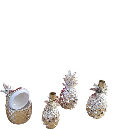 Mica Decorations Decoratieve Ananas Goud ,Set van 4
