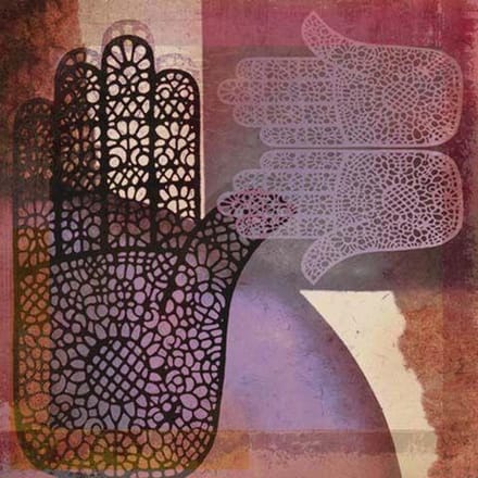 Safaary - Oosterse schilderij Mehndi hands Malay Lila