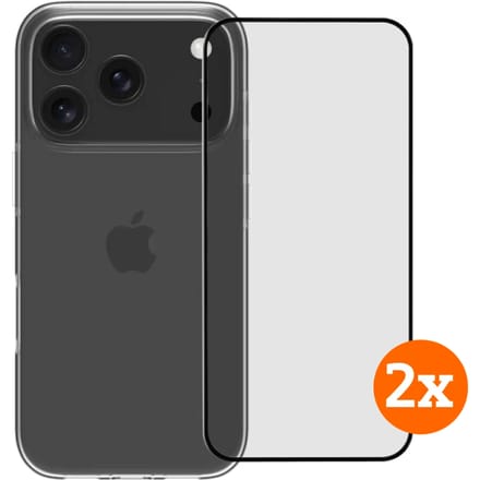 BlueBuilt Back Cover iPhone 17 Pro Transparant + Screenprotector Glas Duo Pack