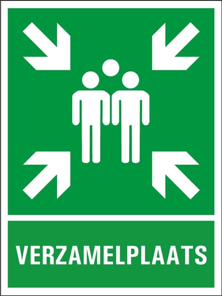 Verzamelplaats bord met tekst, kunststof 200 x 150 mm