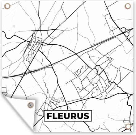 Tuindoek België – Fleurus – Stadskaart – Kaart – Zwart Wit – Plattegrond - 100x100 cm