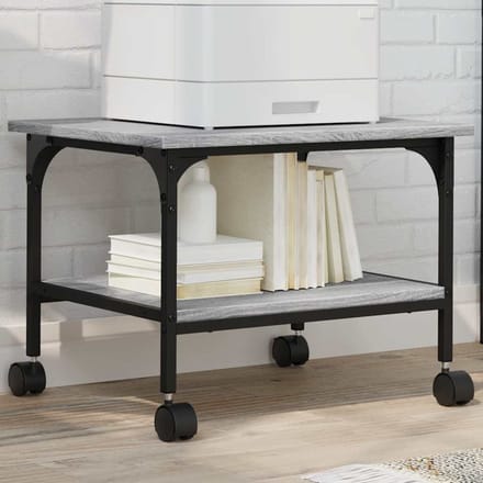 vidaXL - Printerkastje - 2-laags - 50x40x38 - cm - bewerkt - hout - grijs - sonoma