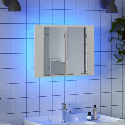 vidaXL - Badkamerkast - met - spiegel - en - LED - 60x12x45 - cm - acryl - wit