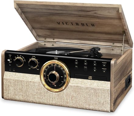Vintage Stijl 6-in-1 Platenspeler met Bluetooth, CD, Cassette en Radio