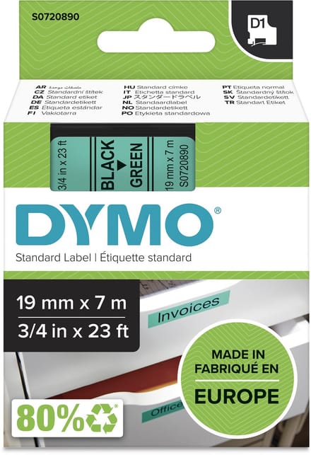 Laminated Tape for Labelling Machines Dymo D1 45809 LabelManager™ Black Green 19 mm (5 Units)