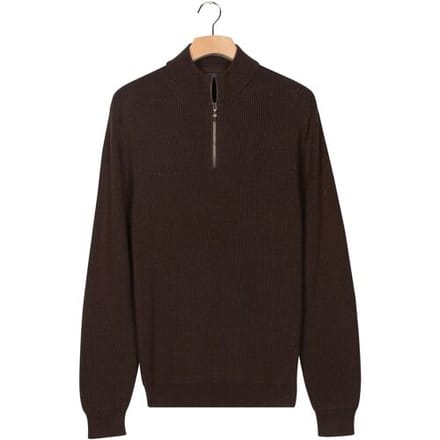 Baileys Trui Half Zip Uni Color Plated Rib Knit Dark Brown / male