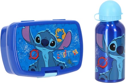 Lilo & Stitch Lunchset - Lunchbox - Drinkfles - Blauw - Lunchbox Kinderen
