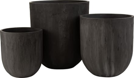 J-Line vaas Rond - keramiek - zwart - 3 stuks - Ø 55 cm