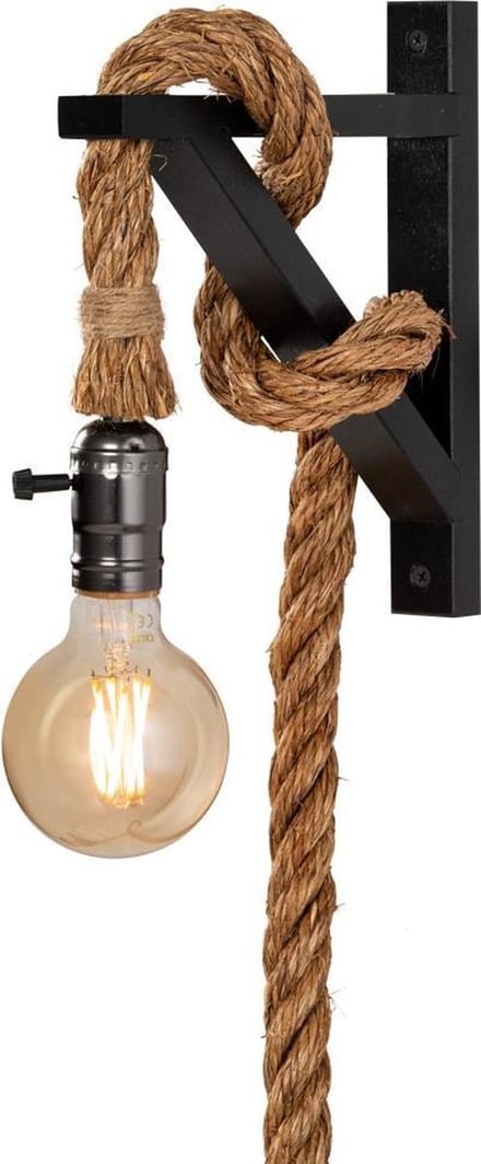 Wandlamp met touw - zwart - touwlamp voor binnen