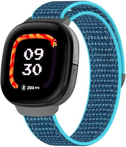 By Qubix - Compatible Fitbit bandje - Geschikt voor fitbit Ace LTE - Nylon loop band met klittenbandsluiting - Blauw