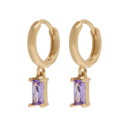 Essenza Purple Stone Charm Earrings Gold
