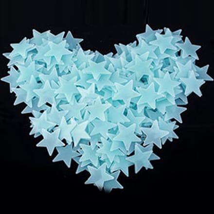 Glow in the dark sterren | muurstickers | 100 stuks | blauw