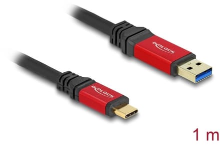 Delock USB 10 Gbps Cable USB Type-A male to USB Type-C™ male 1 m red metal