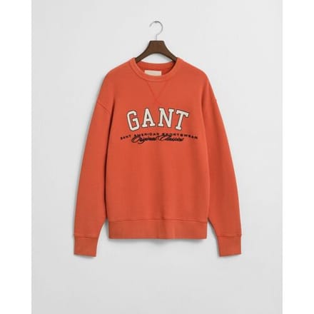 Gant Trui Connecticut Graphic Sweatshirt Crew Neck Deep Orange / male