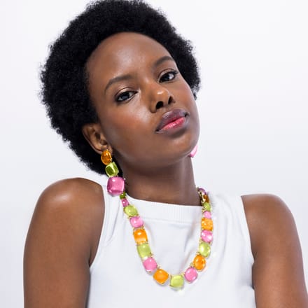 Collier Luxenter en cristal multicolore et finition on or jaune 18 carats - Tosab pur