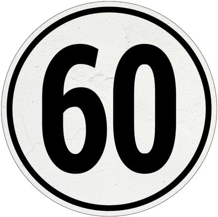 Tempo 60 bord | Sign Again materiaal | 10 cm