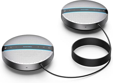 Conferentie Luidspreker - Speakerphone - Vergaderingen Thuis - Daisy-Chain Functie - 13cm Diameter - Zilver