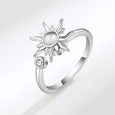 Mode Roteerbare ring, zonnebloemring, dames open ring zilver