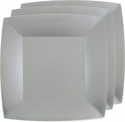 Santex Bordjes karton - 10x - vierkant - zilver - 23 x 23 cm - feestbordjes