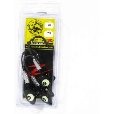 Tackle Tactics TT Big EyeZ Jig Head 3/4 oz 7/0 Zwart Glow EyeZ (5208)