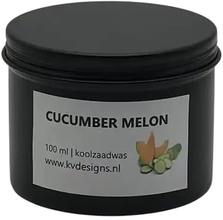 Geurkaars 100ml – Cucumber Melon – Handgemaakt van Koolzaadwas – 40 branduren – KV DESIGNS