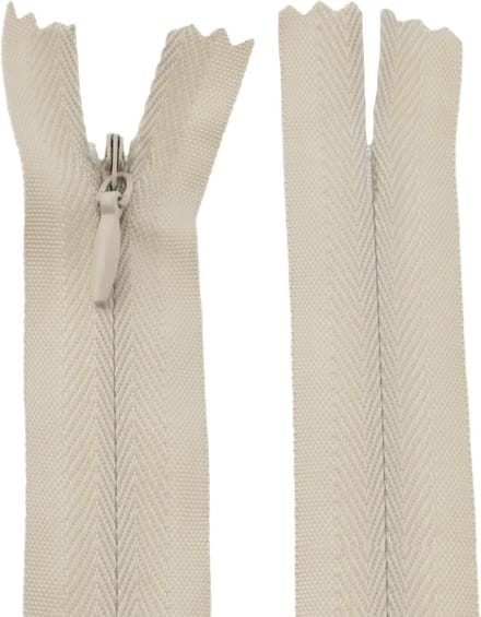 20 Stuks Onzichtbare Ritsen 18 cm Beige met Trekker 'Rugbybal'