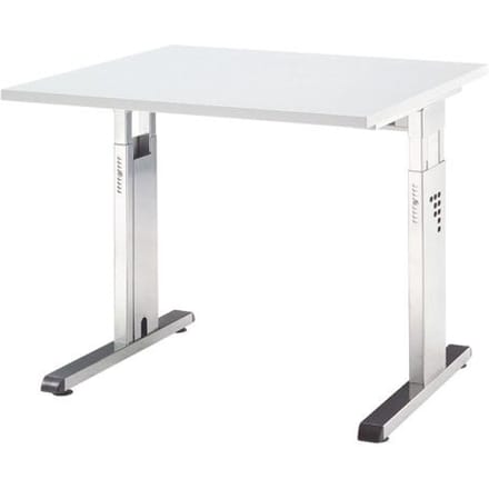 ULM bureau, C-poot, rechthoekig, B 800 x D 800 x H 650-850 mm, lichtgrijs