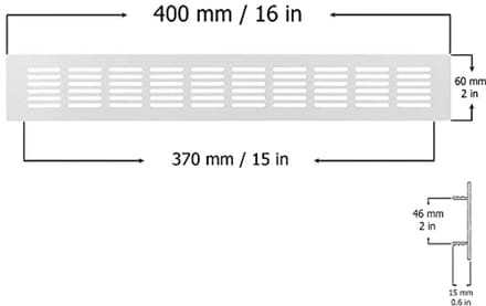 Wit Ventilatierooster Aluminium 400x60mm voor Optimale Ventilatie