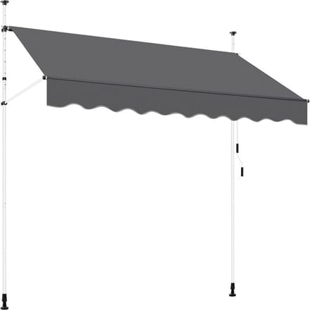 Yaheetech Klemzonnescherm Donkergrijs – Handmatig Uittrekbaar – 250 x 120 cm – Hoogte 210-300 cm