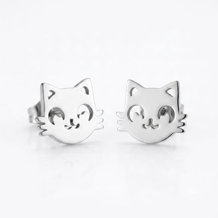 WeLoveSilver - chirurgisch stalen oorstekers - kat - 10mm