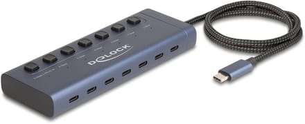 Delock USB 5 Gbps Hub with 7 USB Type-C™ Port with switch thereof 6 x Data Port + 1 x Data and PD 20 Watt