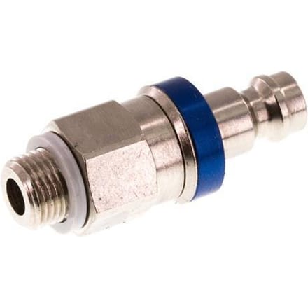 Vernikkeld Messing DN 5 Blauw Luchtkoppeling Insteeknippel G 1/8 inch Buitendraad Double Shut-Off - CLP5-M-BN-BLU-SV-018