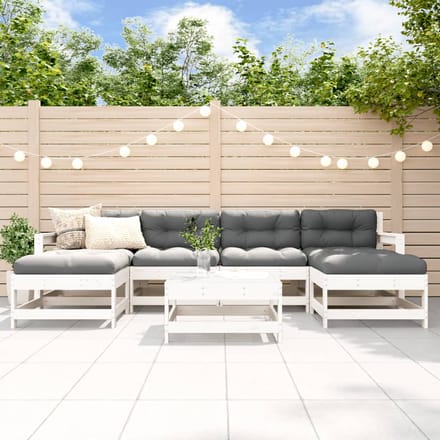 vidaXL - 7-delige - Loungeset - massief - grenenhout - wit