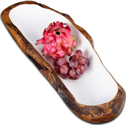 Rico & Plato Teakhouten schaal 'Dorito' Wit - 60cm