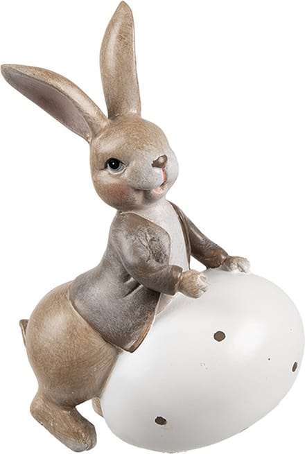 Clayre & Eef Decoratie Beeld Konijn 17 cm Beige Kunststof