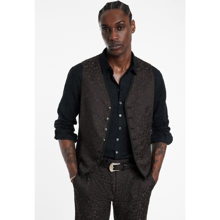 John Varvatos Button Front Closure Vestwith Satin Tape Ebony Maat: 46 | Gilets Outlet | Heren | Bruin